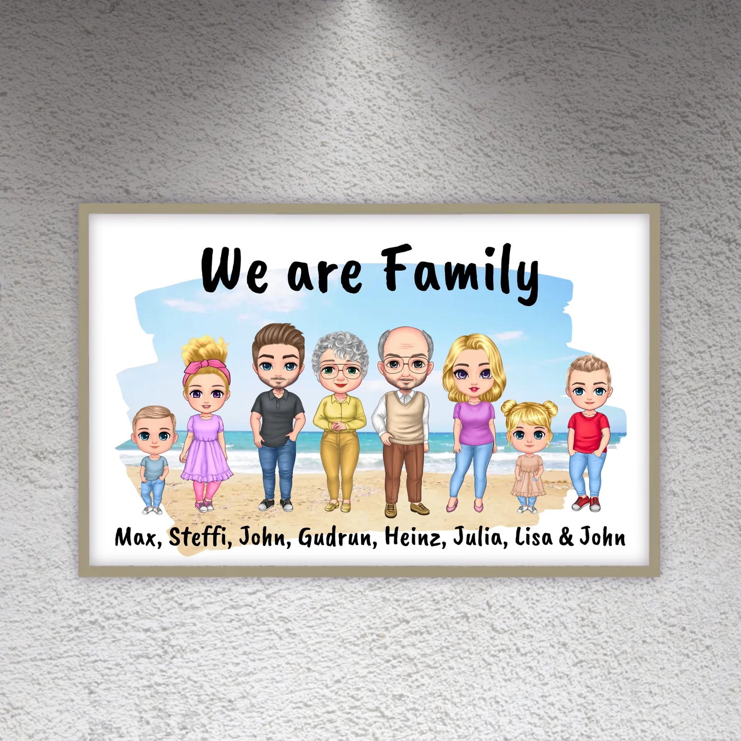 Familienbild Chibi - Individuelles Bild mit Galerierahmen oder als Leinwand | Personalize Palace