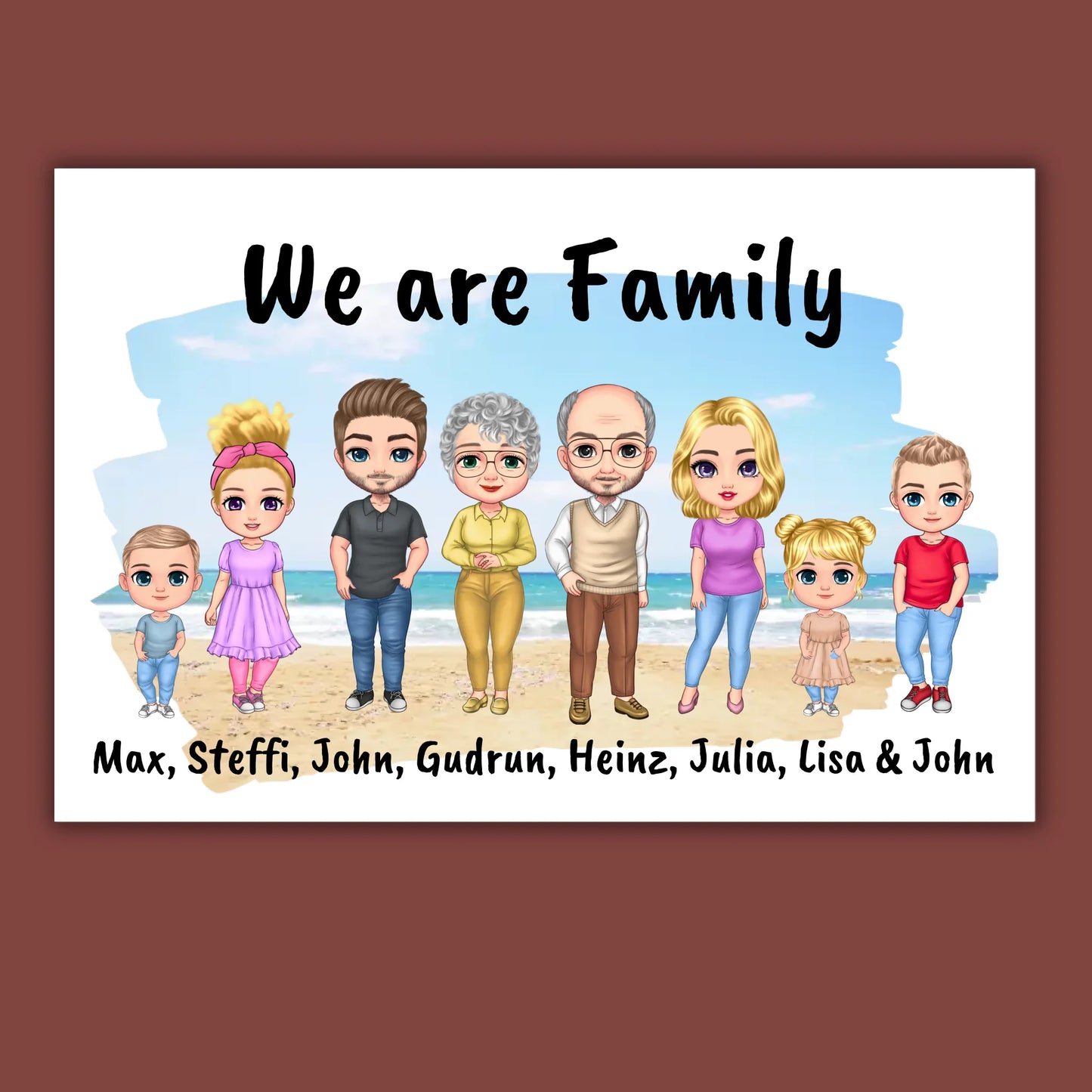 Familienbild Chibi - Individuelles Bild mit Galerierahmen oder als Leinwand