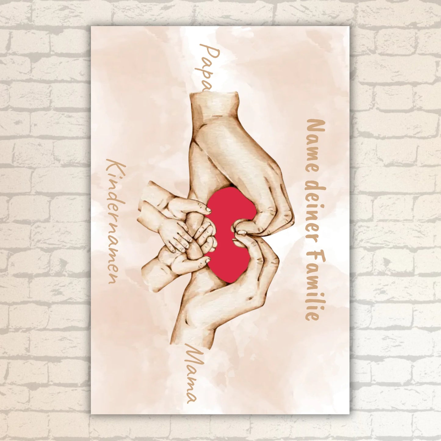 Herzhand "Familie"- Individuelles Bild mit Galerierahmen