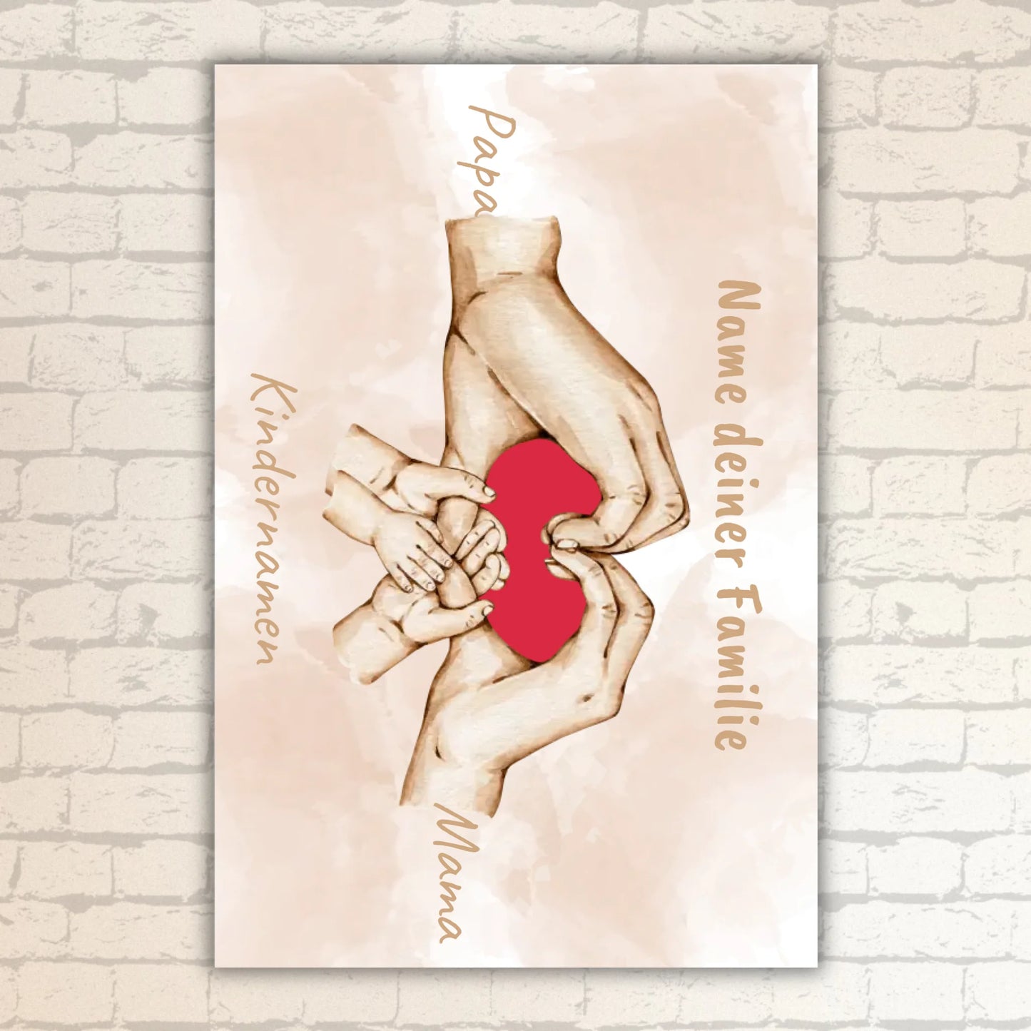 Herzhand "Familie"- Individuelles Bild mit Galerierahmen
