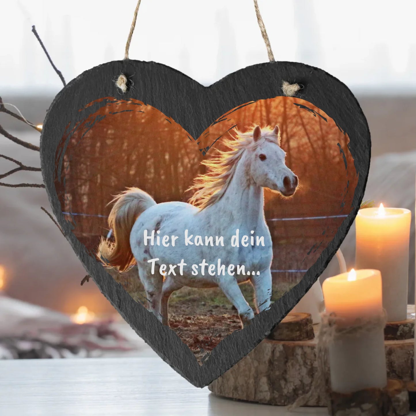 Herzfoto und Text - deine individuelle Natur Schieferplatte | Personalize Palace