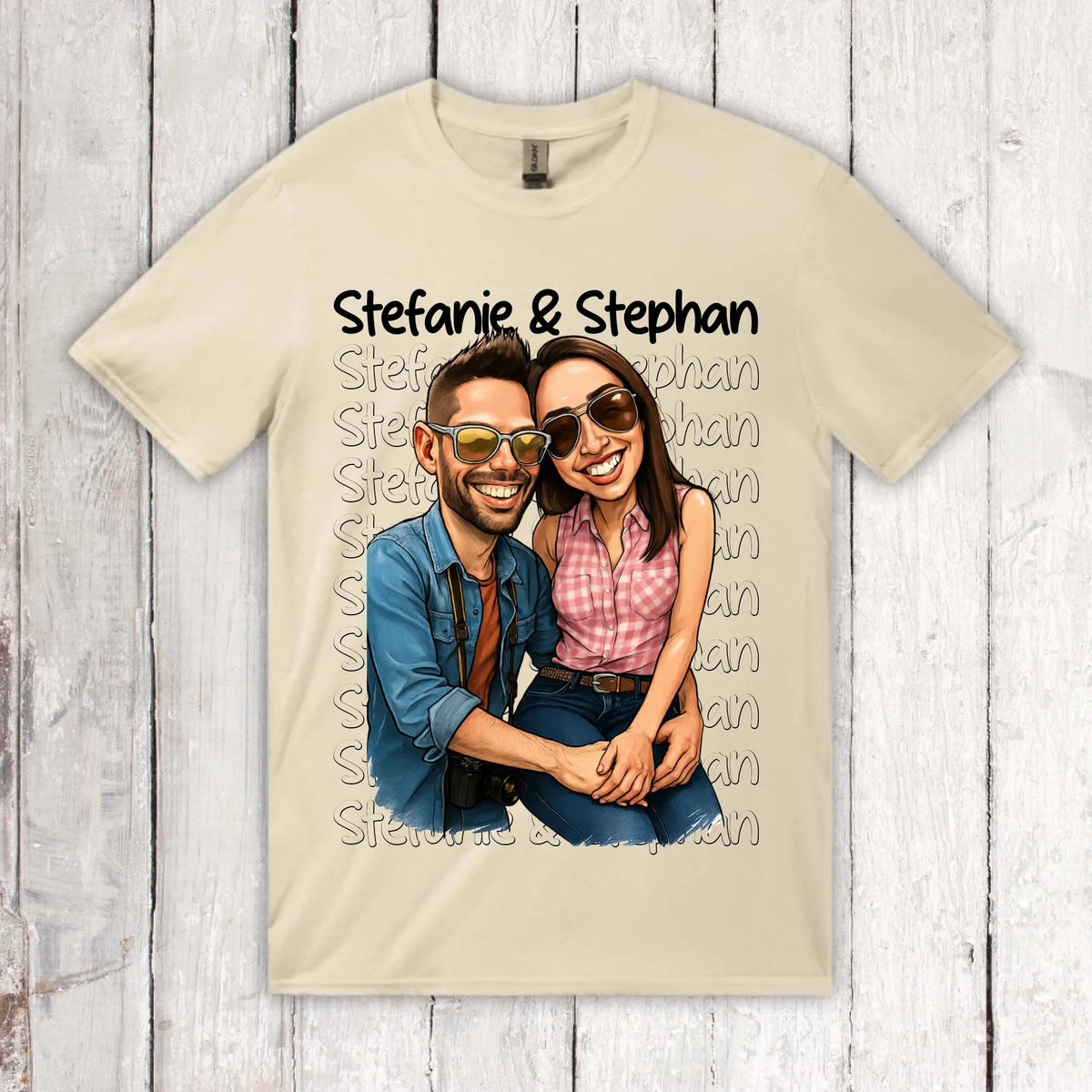 Cartoon couple hoodie with your names and picture - personalized hoodie