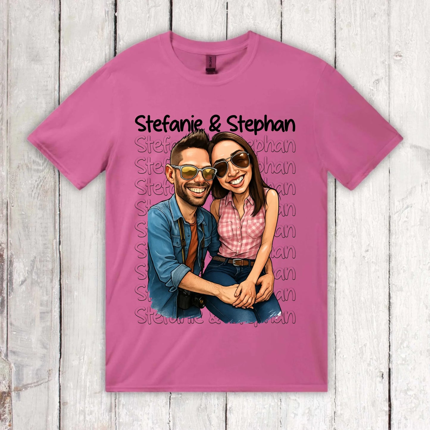 Karikatur Paar Shirt mit euren Namen und Bild - individuelles Shirt