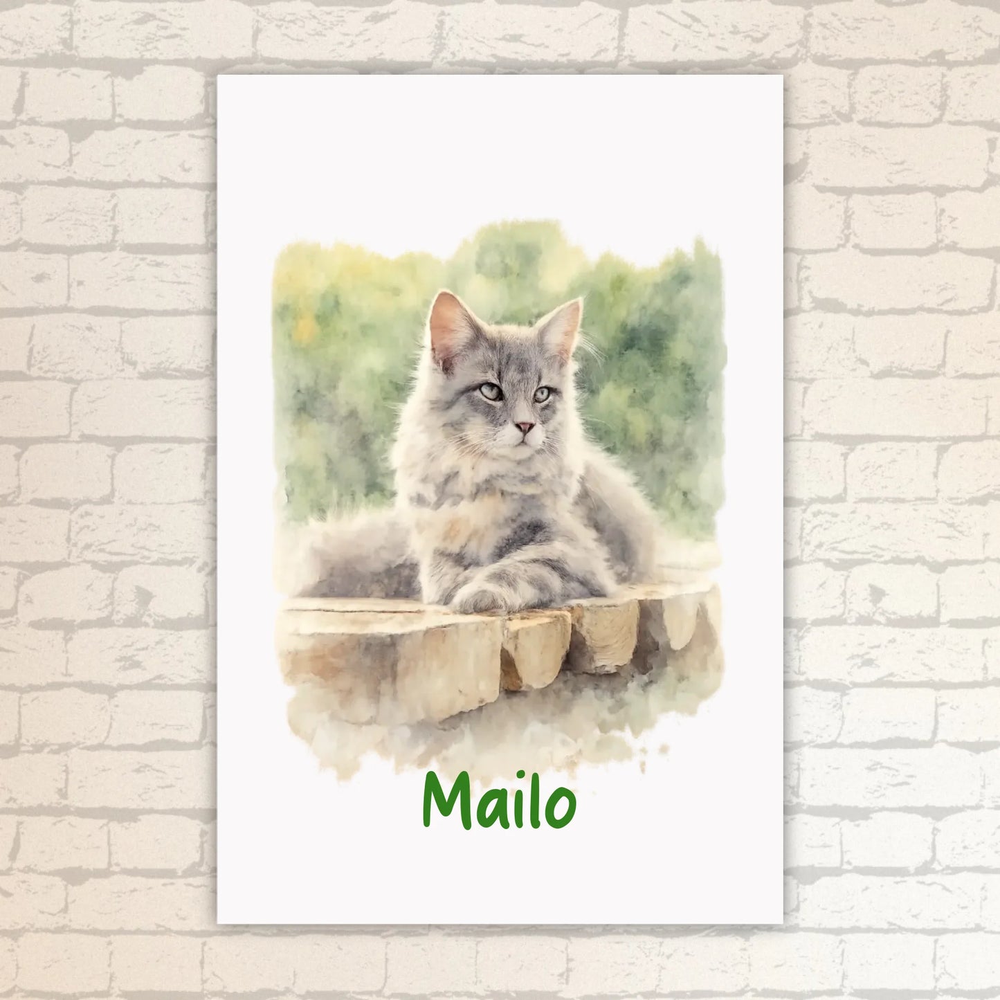 Personalisiertes Portrait deiner Katze in Wasserfarben - individuelles Poster oder Leinwand