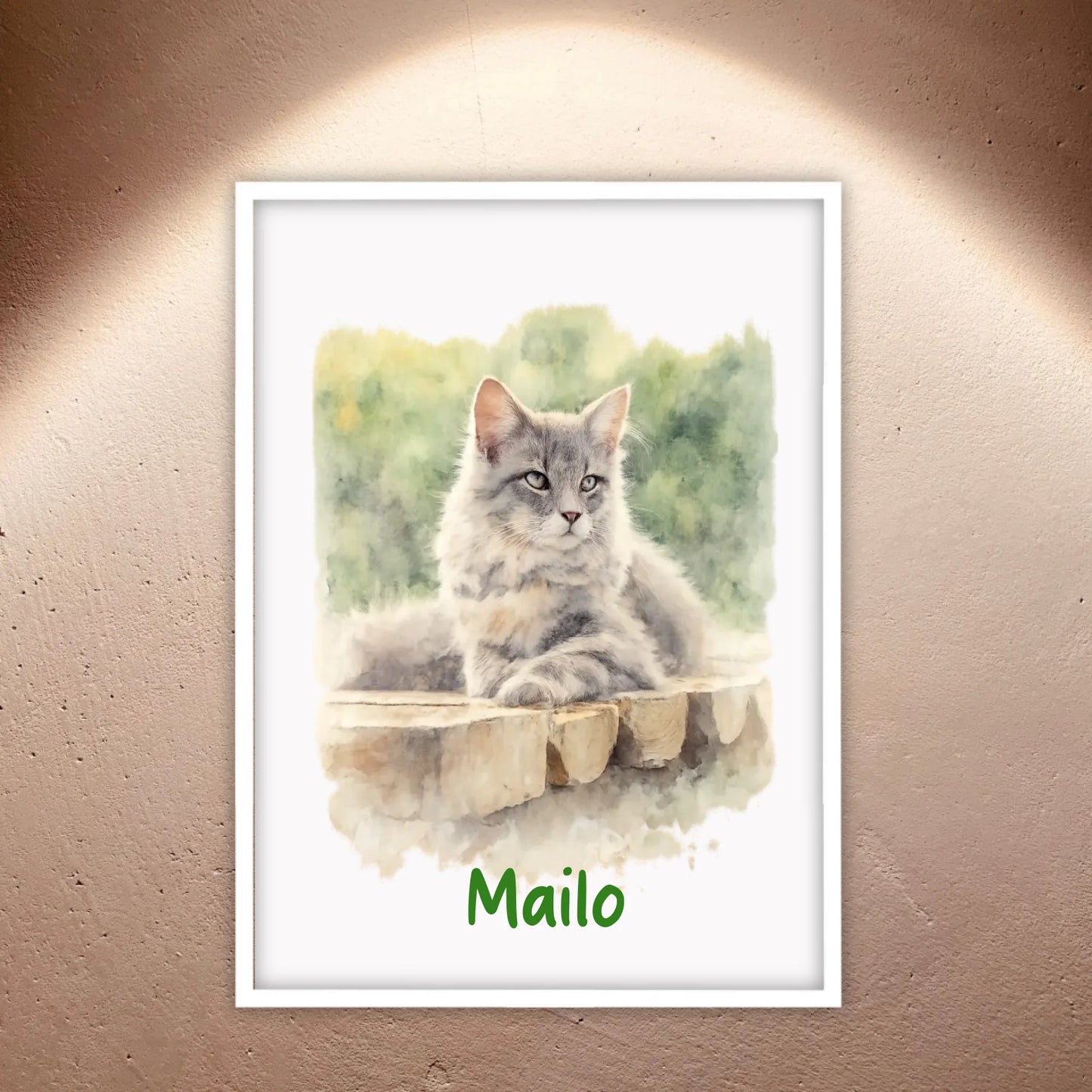 Personalisiertes Portrait deiner Katze in Wasserfarben - individuelles Poster oder Leinwand