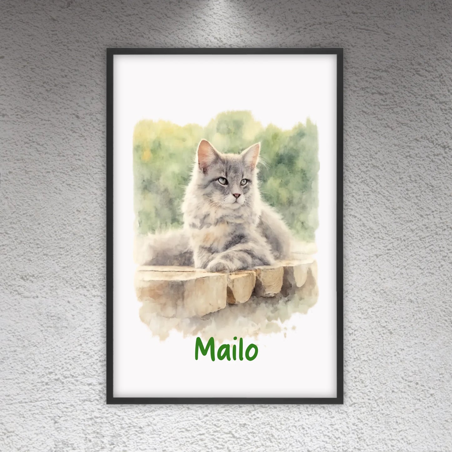 Personalisiertes Portrait deiner Katze in Wasserfarben - individuelles Poster oder Leinwand