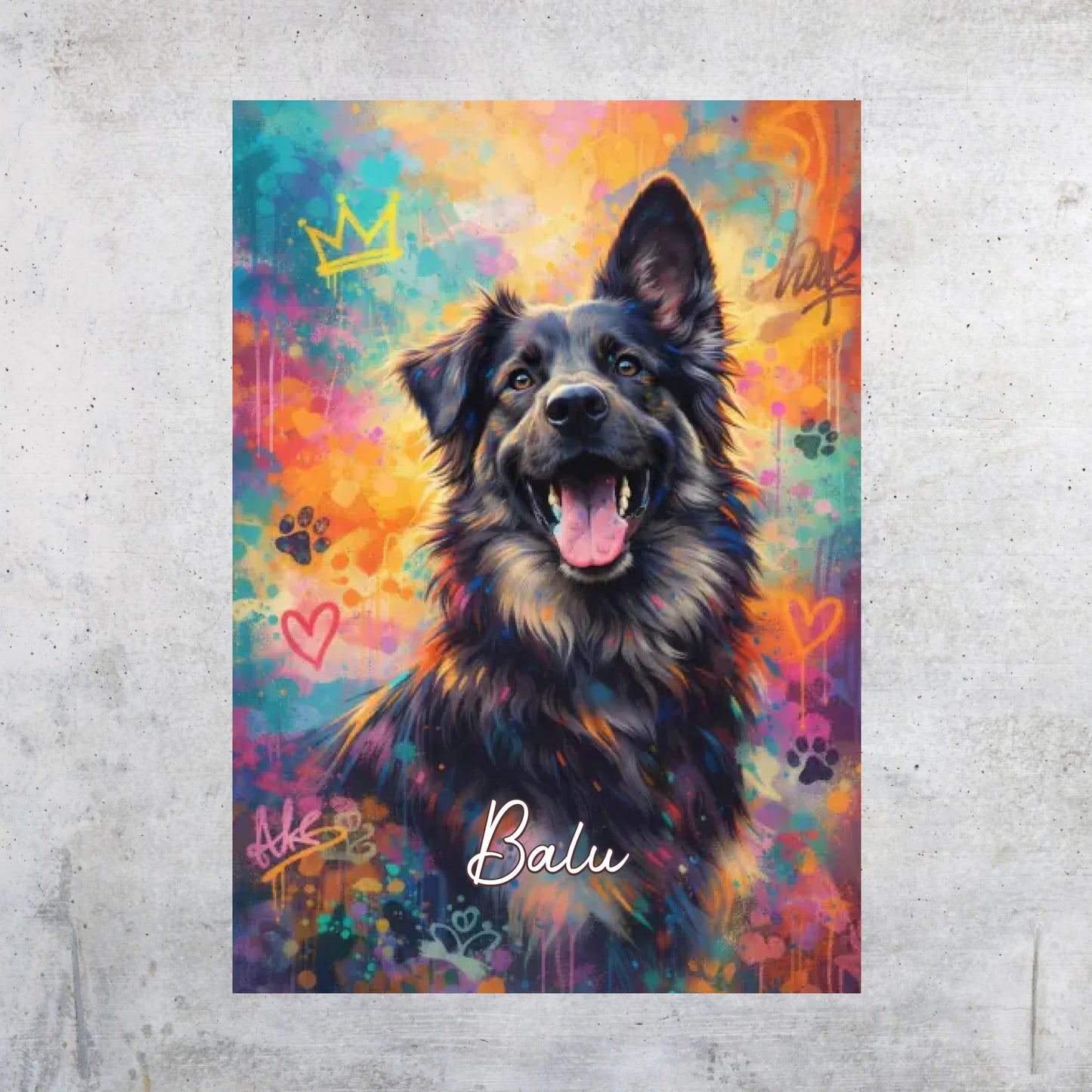 Personalisierte Hunde Poster - Graffiti, Streetart, Pop-Art