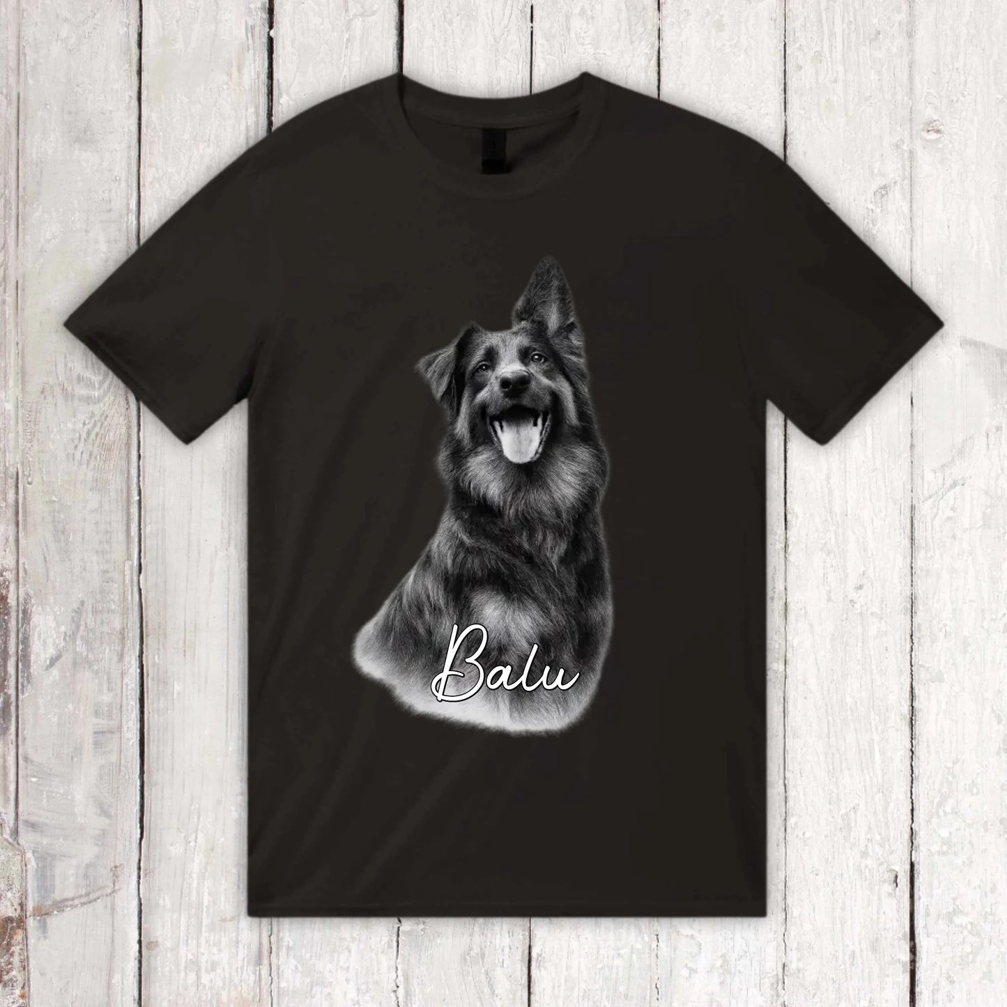 Personalisiertes T-Shirt RETRO Hundefoto mit Name | Personalize Palace