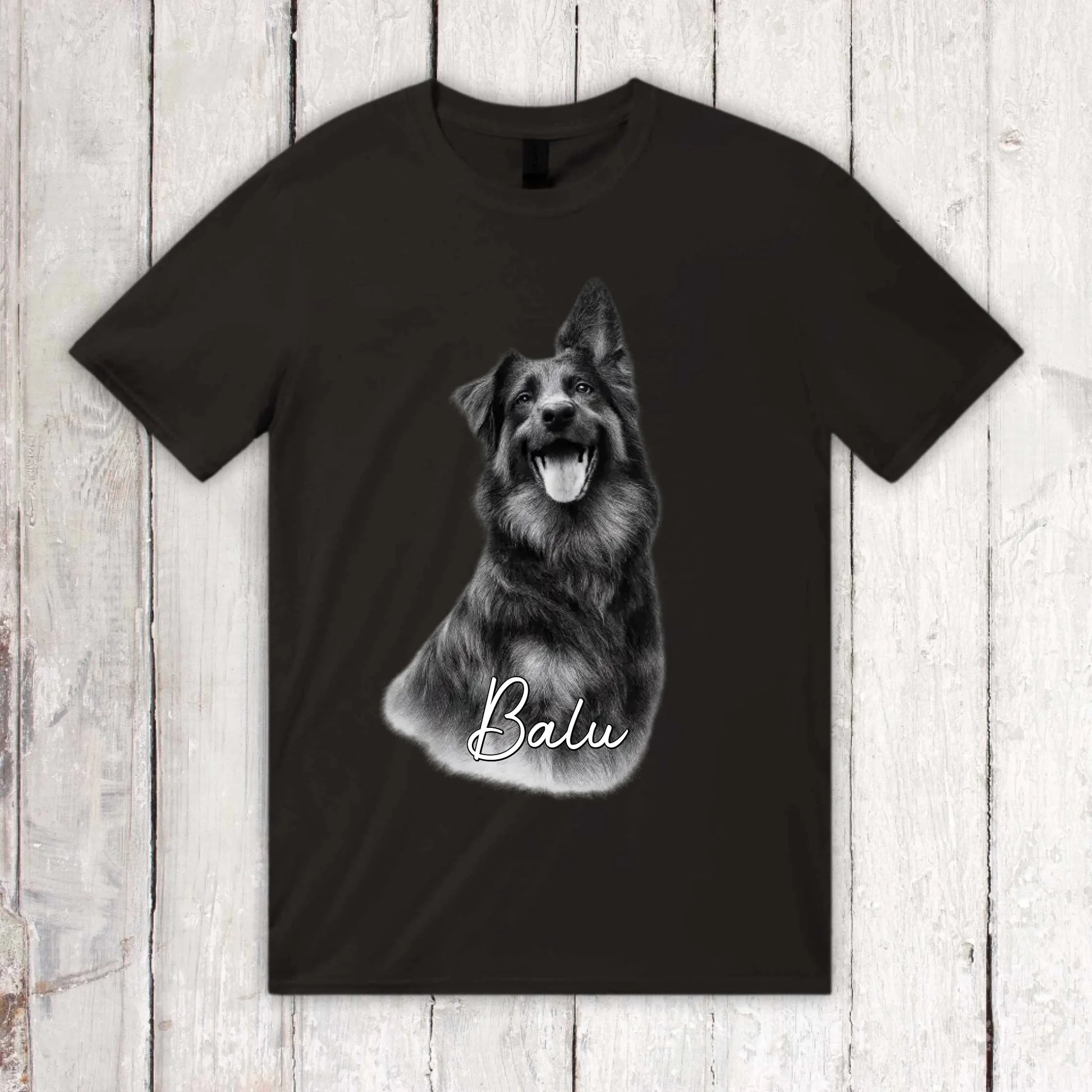 Personalisiertes T-Shirt RETRO Hundefoto mit Name | Personalize Palace