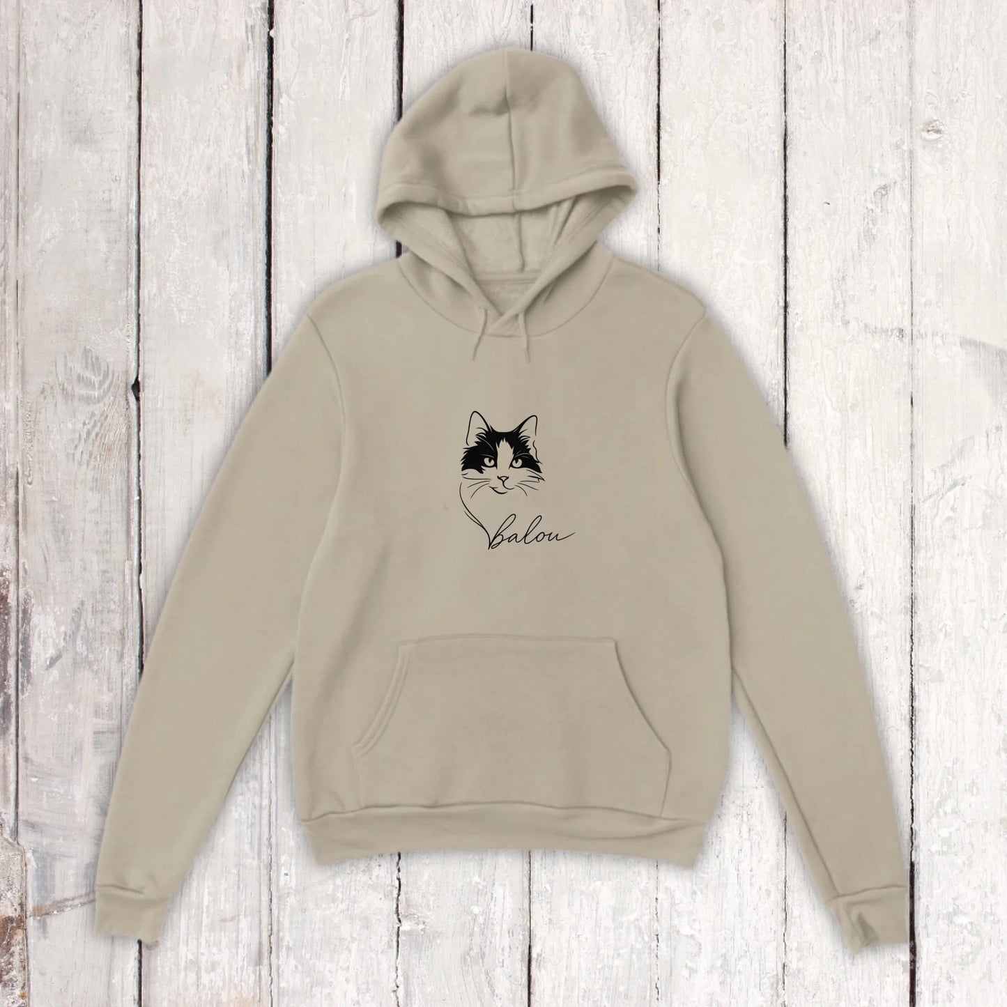 Personalisiertes T-Shirt Linie Porträt von deiner Katze mit Name