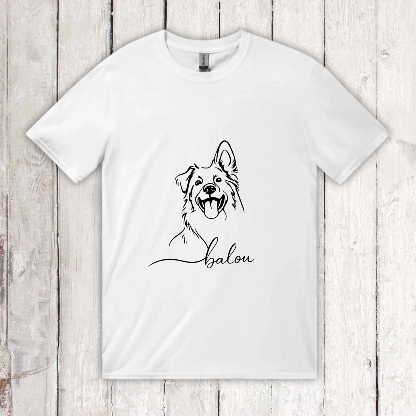 Personalisiertes T-Shirt Linie Porträt von deinem Hund mit Name | Personalize Palace
