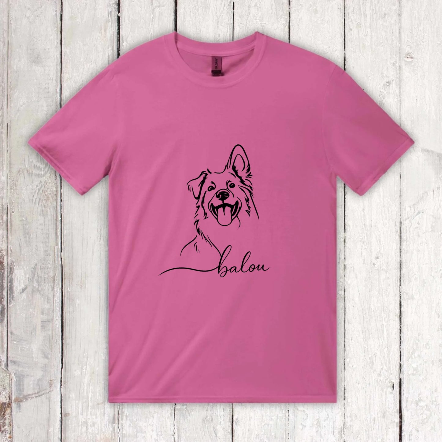 Personalisiertes T-Shirt Linie Porträt von deinem Hund mit Name | Personalize Palace