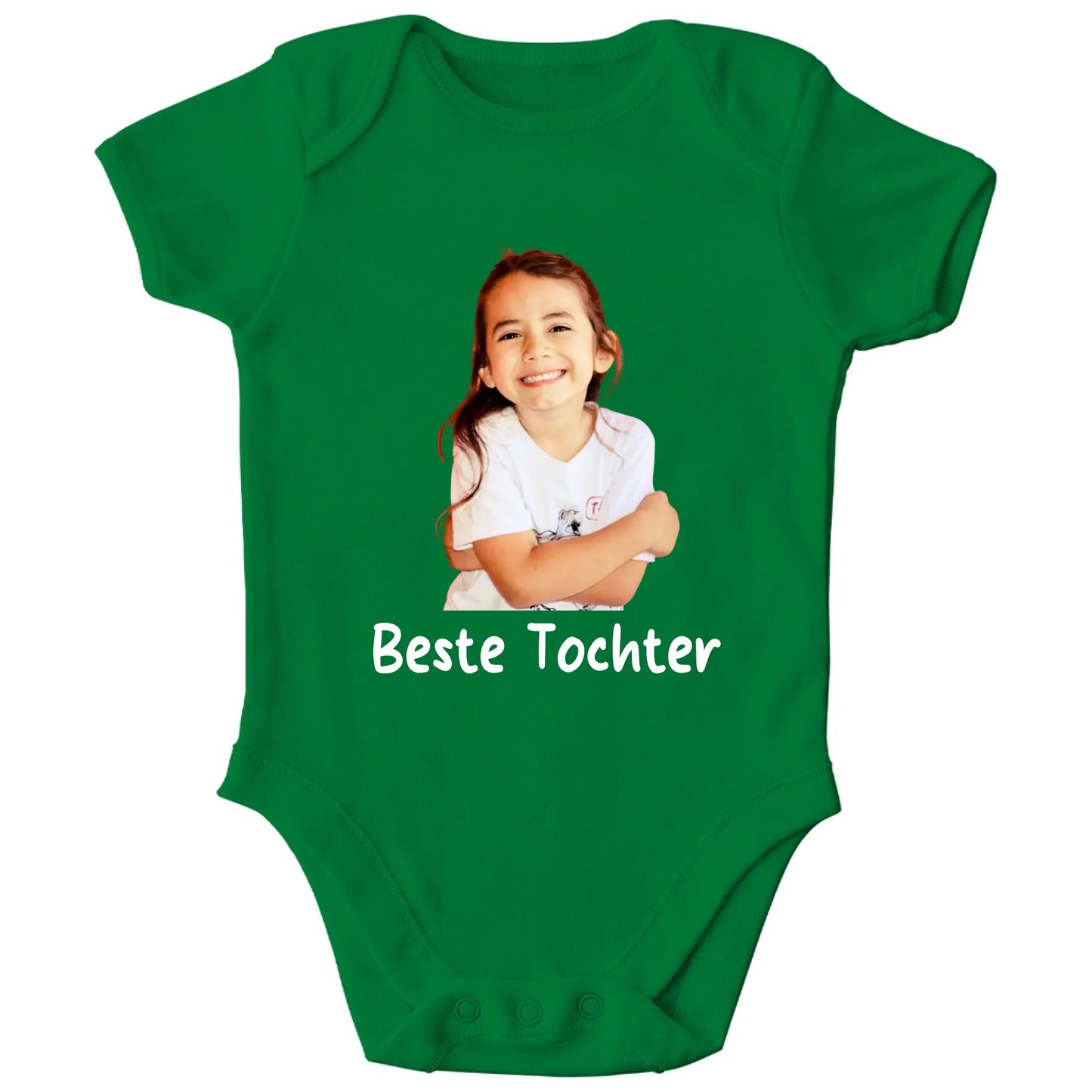 Personalisierter Bio Baby Strampler mit Foto und Name oder Spruch | Personalize Palace