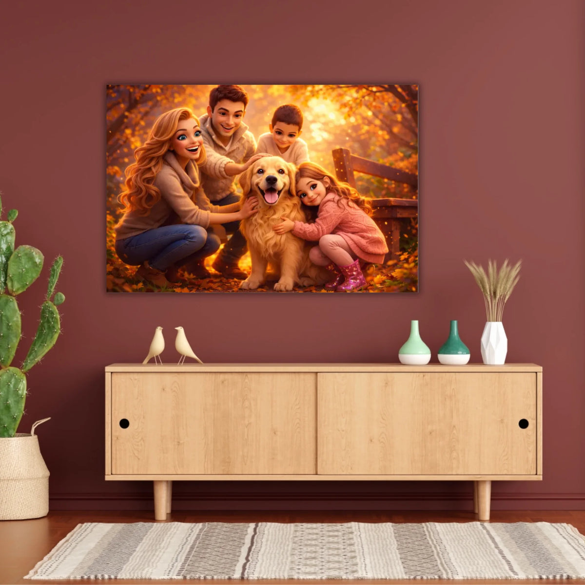 Familien Foto in Cartoon und Zeichentrick - individuelle Leinwand | Personalize Palace