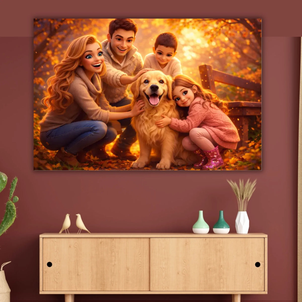Familien Foto in Cartoon und Zeichentrick - individuelle Leinwand | Personalize Palace