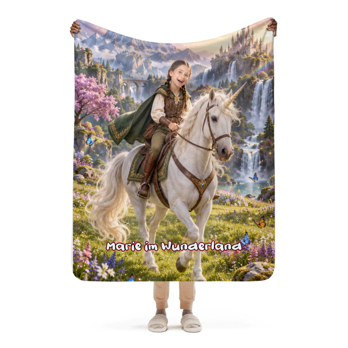 Personalisierte Einhorn-Decke – Dein Kind in der magischen Fantasiewelt | Personalize Palace