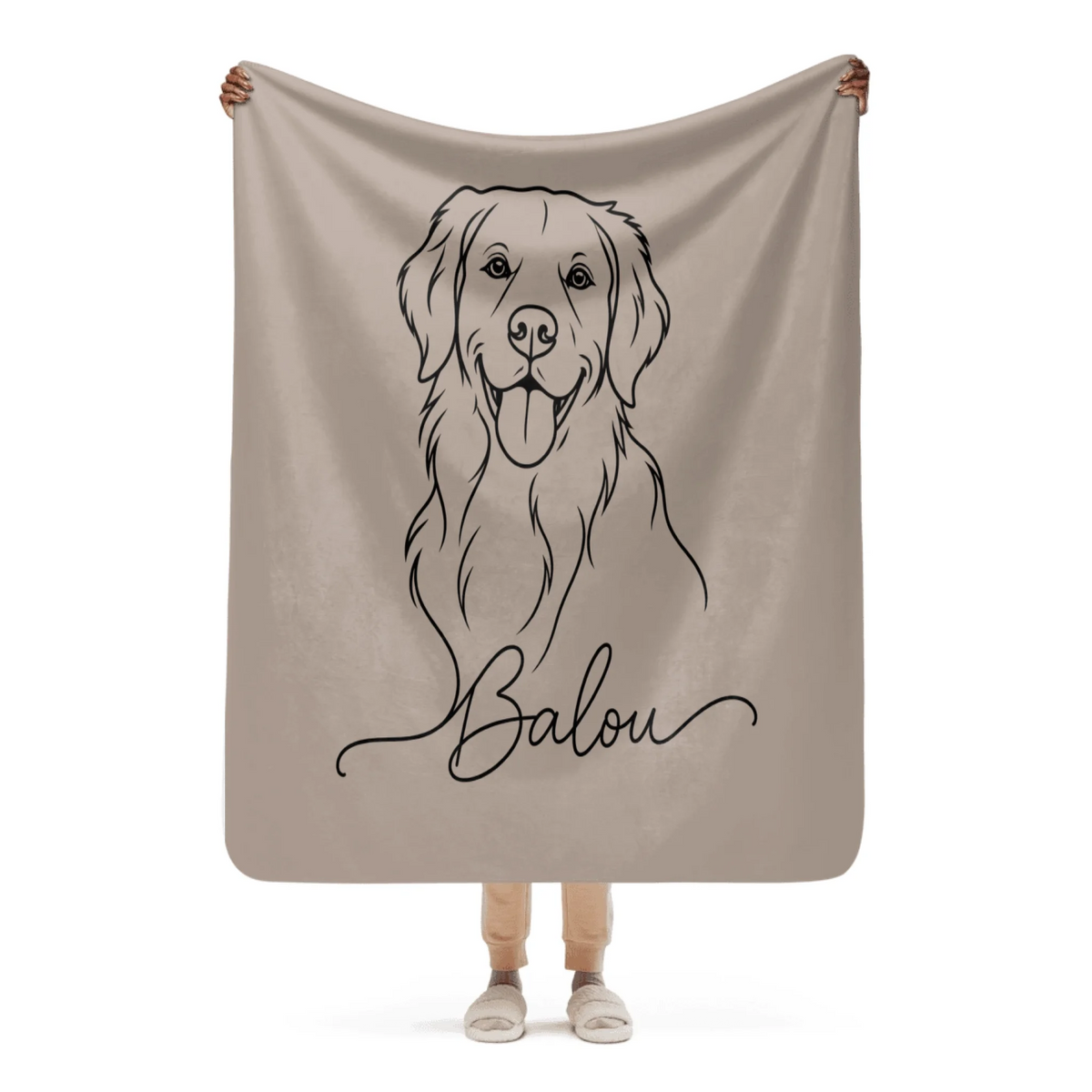 Personalisiertes Kissen mit Hunde Porträt als Line Art mit Namen aus deinem Foto | Personalize Palace