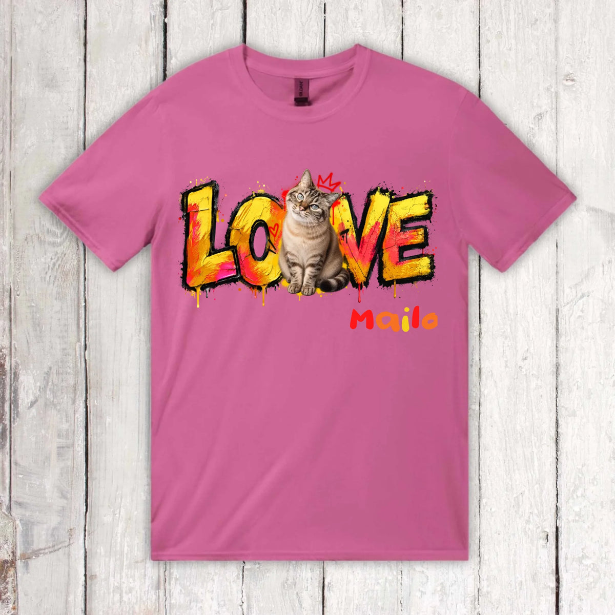 Personalisierter Katzen-Hoodie mit Foto – LOVE Street Art Graffiti