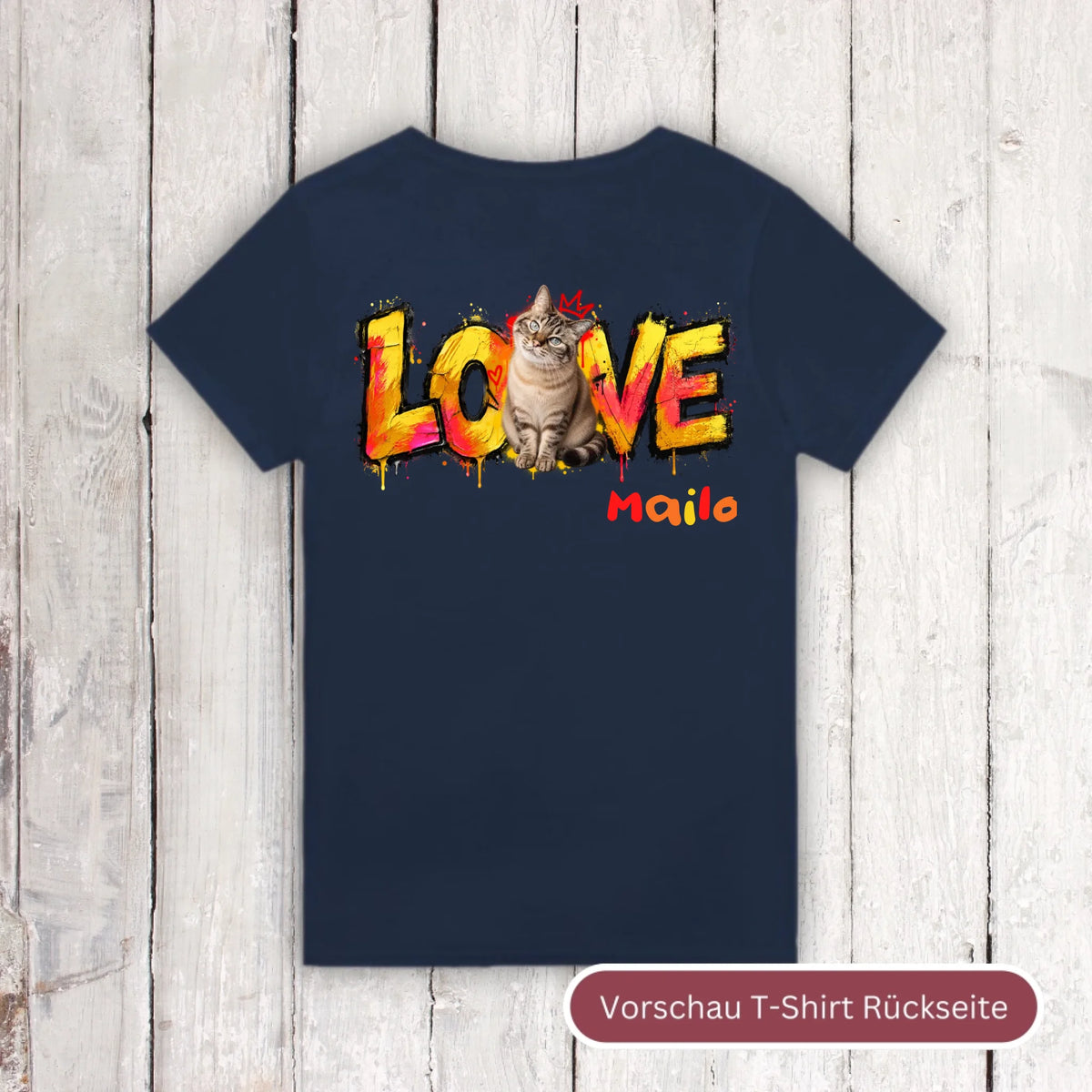 Personalisierter Katzen-Hoodie mit Foto – LOVE Street Art Graffiti