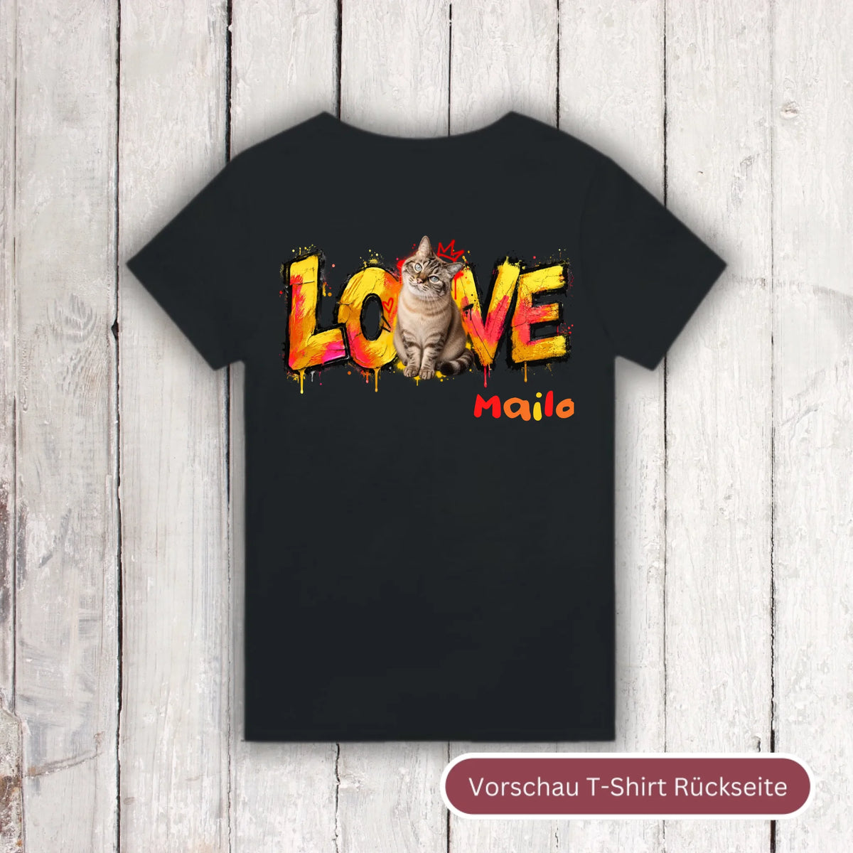 Personalisierter Katzen-Hoodie mit Foto – LOVE Street Art Graffiti