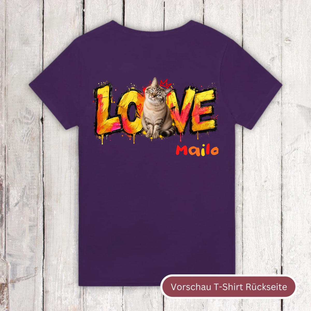 Personalisierter Katzen-Hoodie mit Foto – LOVE Street Art Graffiti
