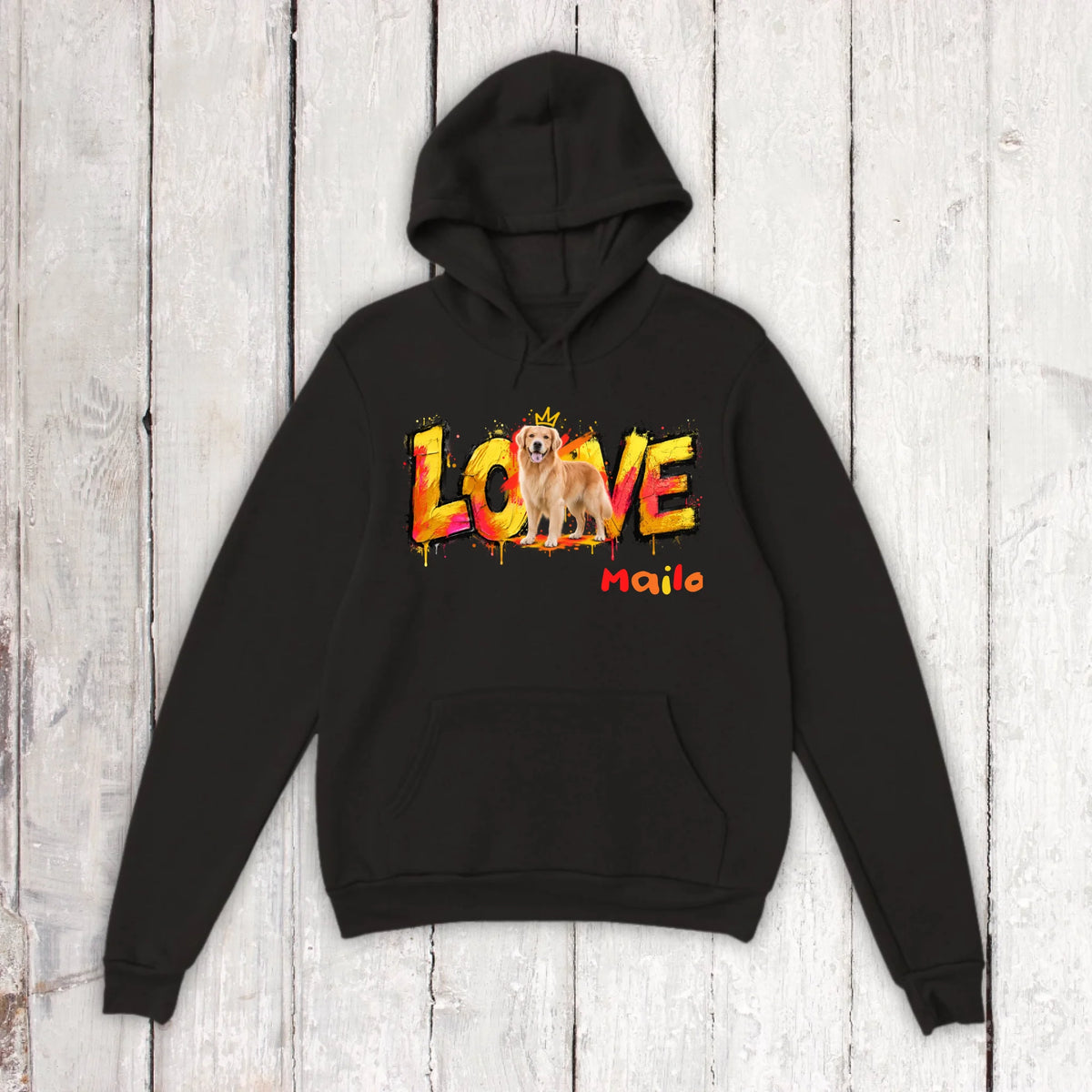 Personalisierter Hunde-Hoodie mit Foto – LOVE Street Art Graffiti | Personalize Palace