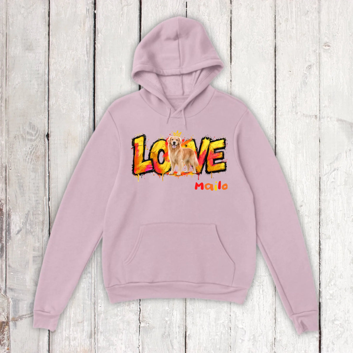 Personalisierter Hunde-Hoodie mit Foto – LOVE Street Art Graffiti | Personalize Palace