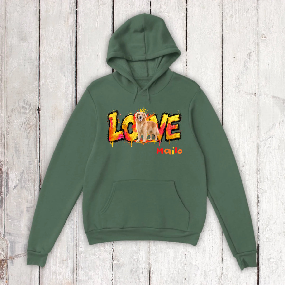 Personalisierter Hunde-Hoodie mit Foto – LOVE Street Art Graffiti | Personalize Palace