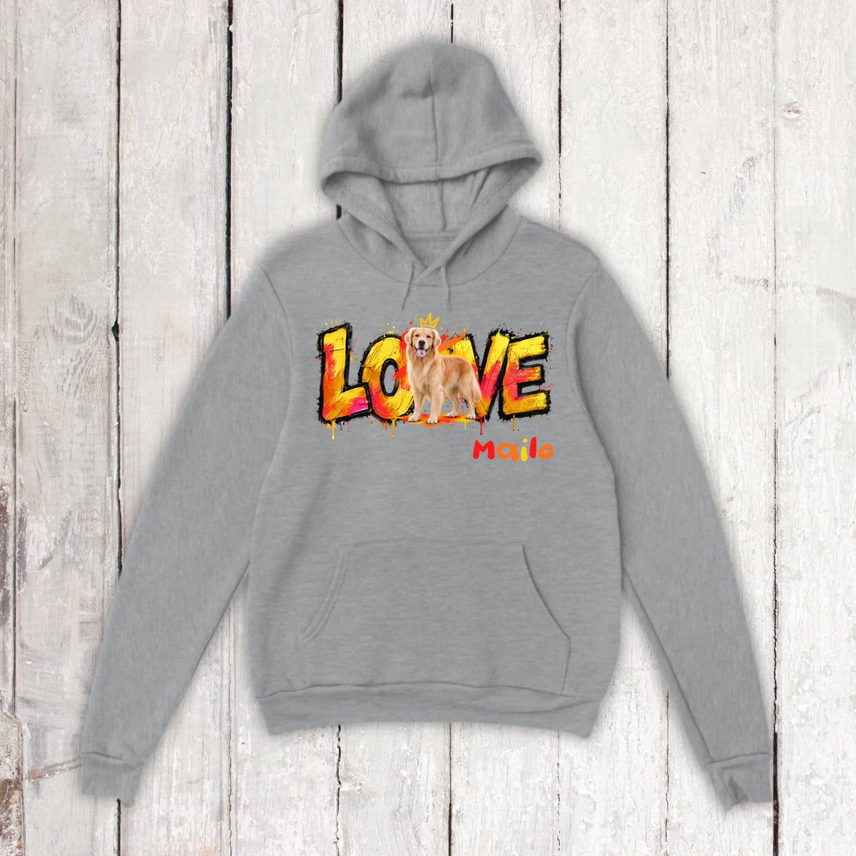 Personalisierter Hunde-Hoodie mit Foto – LOVE Street Art Graffiti | Personalize Palace