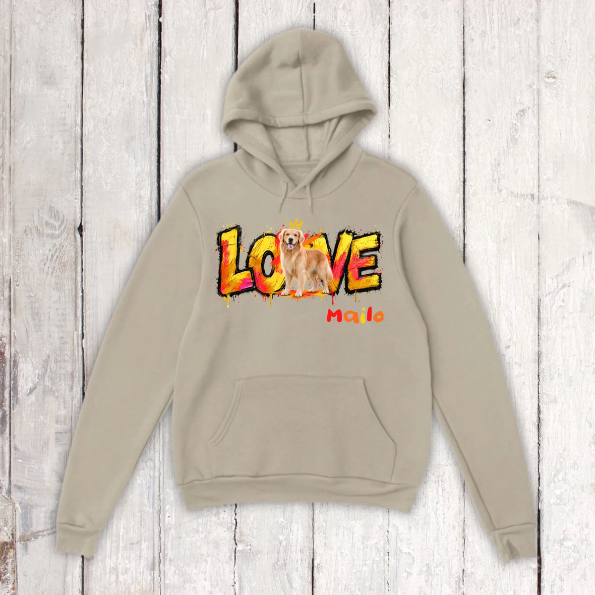 Personalisierter Hunde-Hoodie mit Foto – LOVE Street Art Graffiti | Personalize Palace