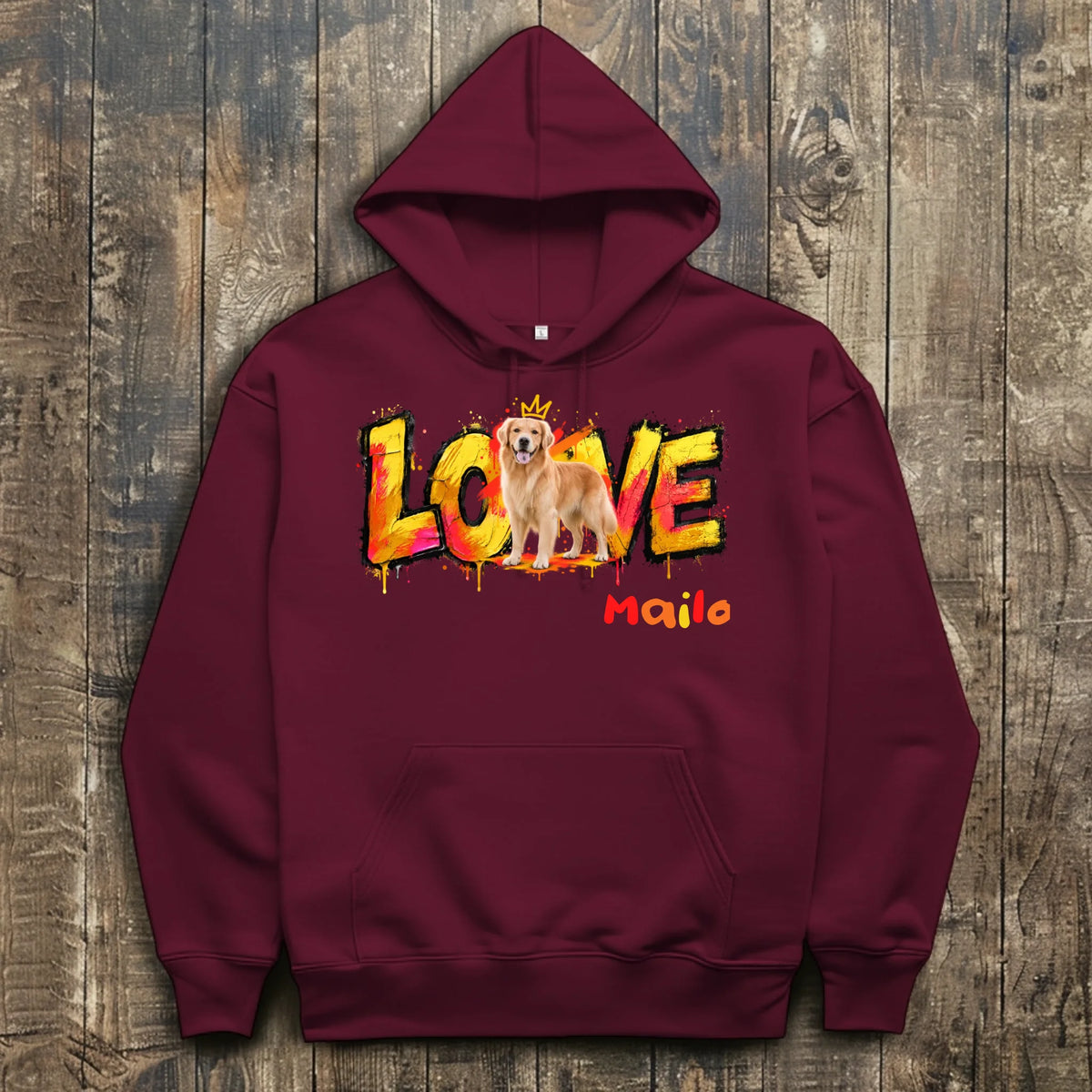 front_Burgundy_The Walking Dad - individueller Hoodie_mockup