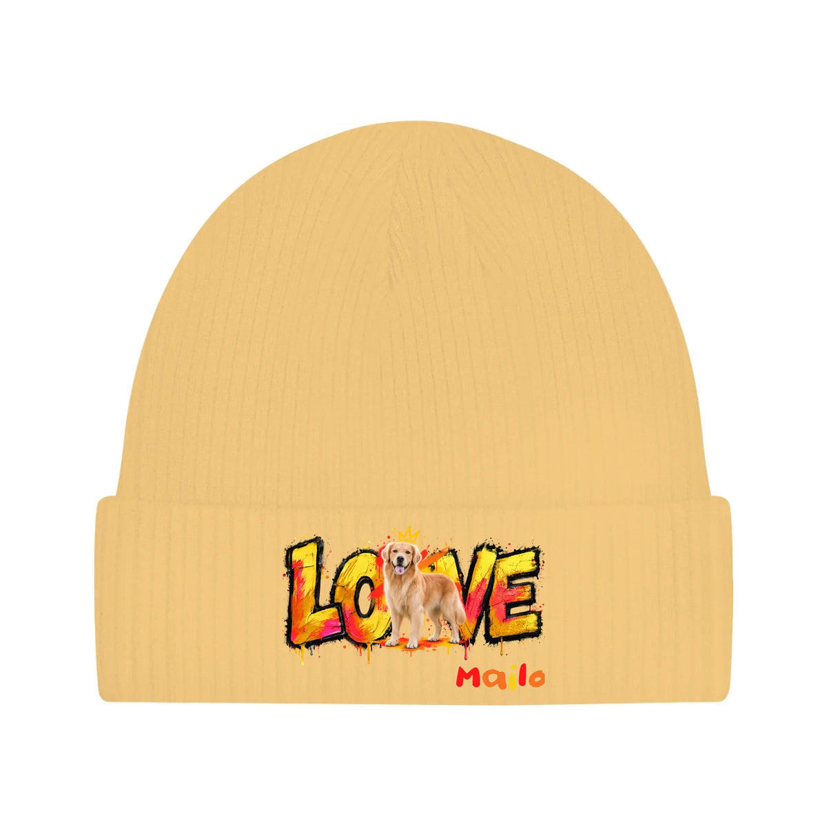 Personalisierte Beanie mit Hund oder Katze – LOVE Street Art | Personalize Palace