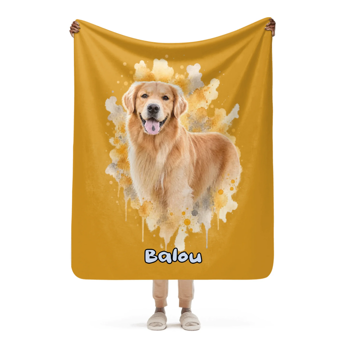 Personalisierte Hunde Decke - Aquarell Realistisches Hunde Porträt | Personalize Palace