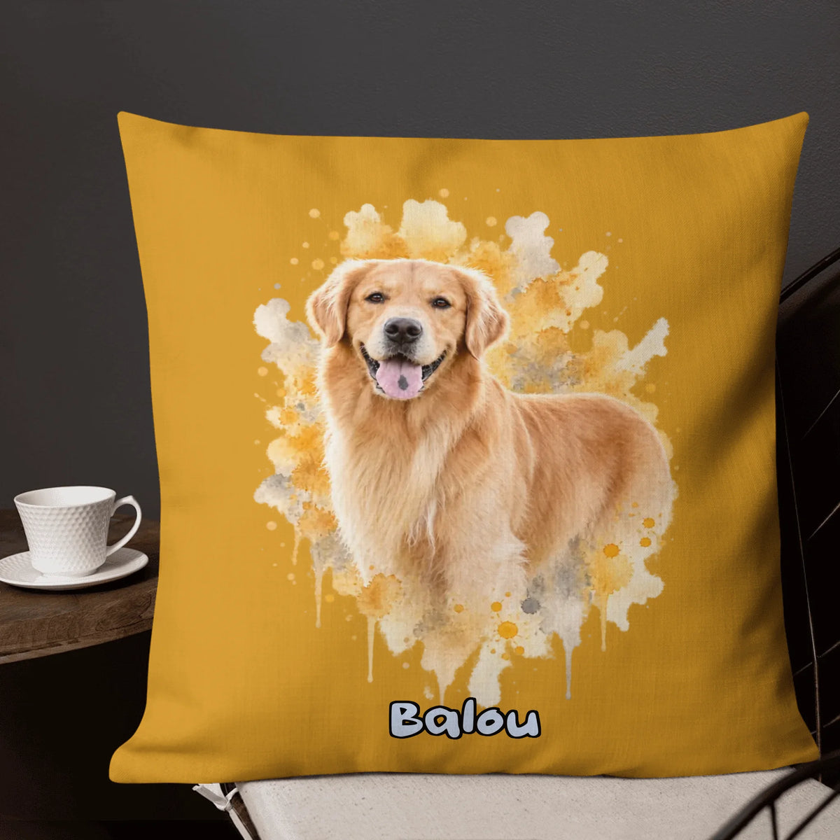 Personalisiertes Hunde Kissen - Aquarell Realistisches Hunde Porträt | Personalize Palace