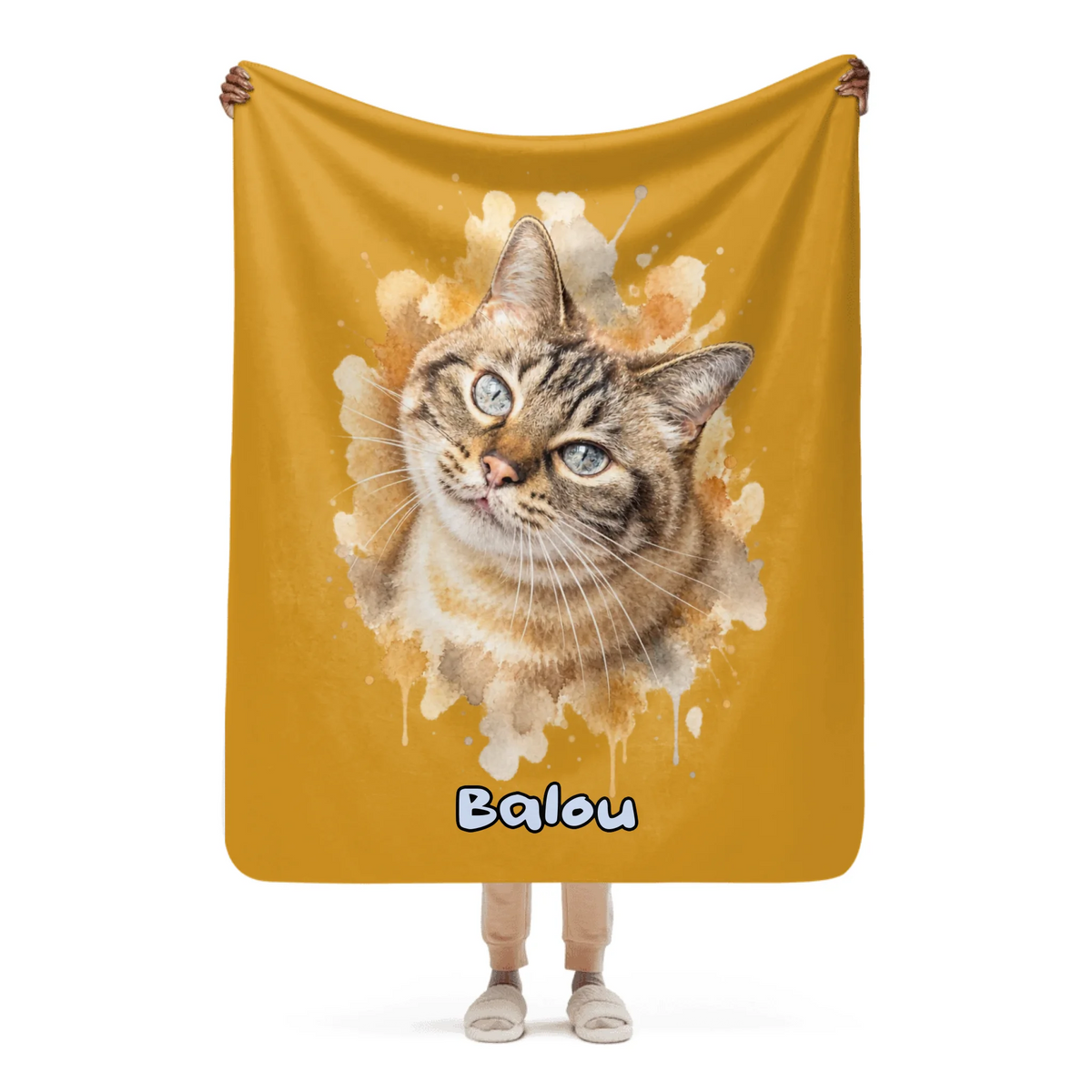 Personalisiertes Katzen Kissen - Aquarell Realistisches Hunde Porträt | Personalize Palace