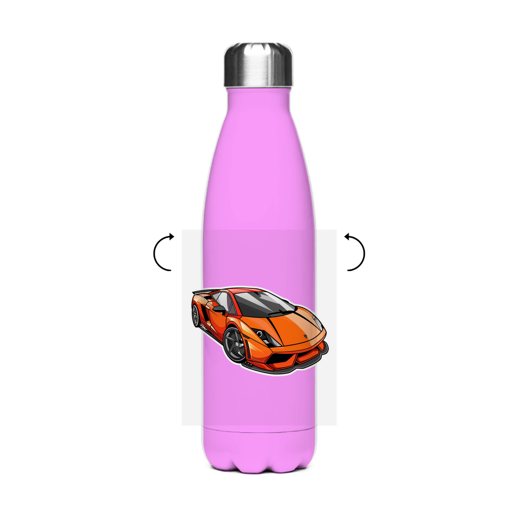 Schultrinkflasche "Sportwagen" aus Edelstahl - individuelle Thermoflasche