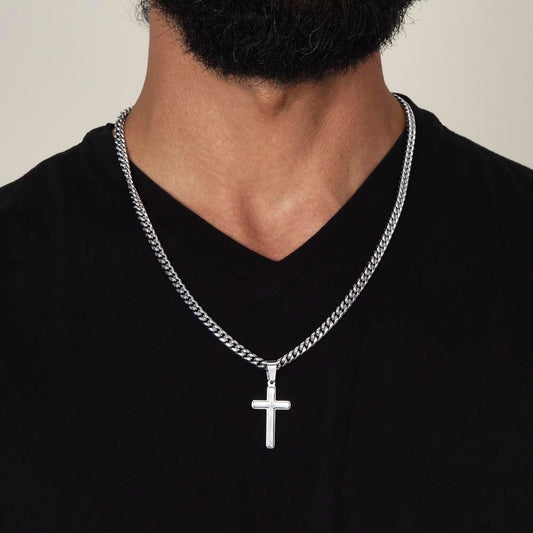 Graviertes Stahl-Kreuz - individuelle Halskette