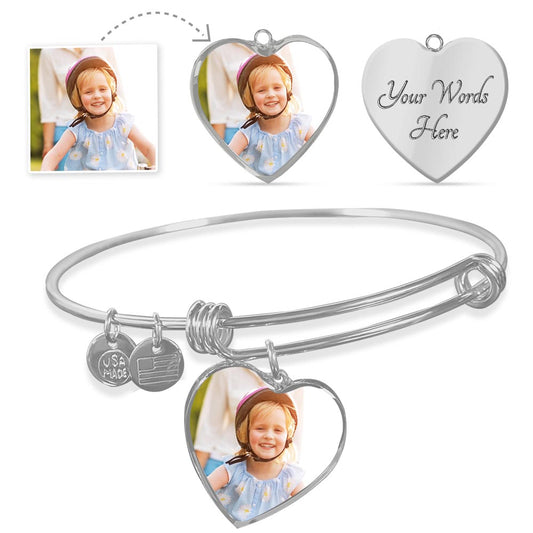 Herzform Armband mit eigenem Foto und Gravur