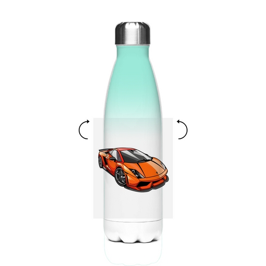 Schultrinkflasche "Sportwagen" aus Edelstahl - individuelle Thermoflasche
