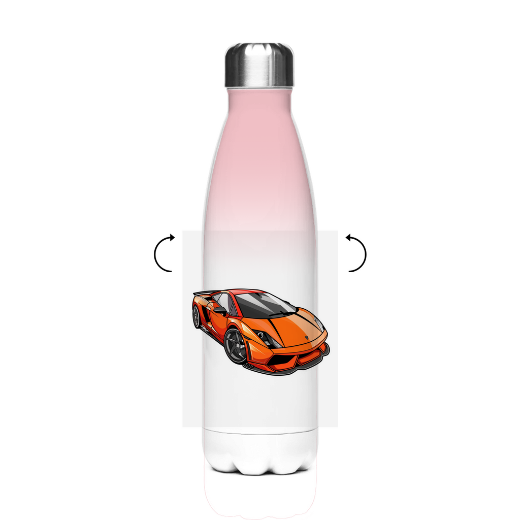 Schultrinkflasche "Sportwagen" aus Edelstahl - individuelle Thermoflasche