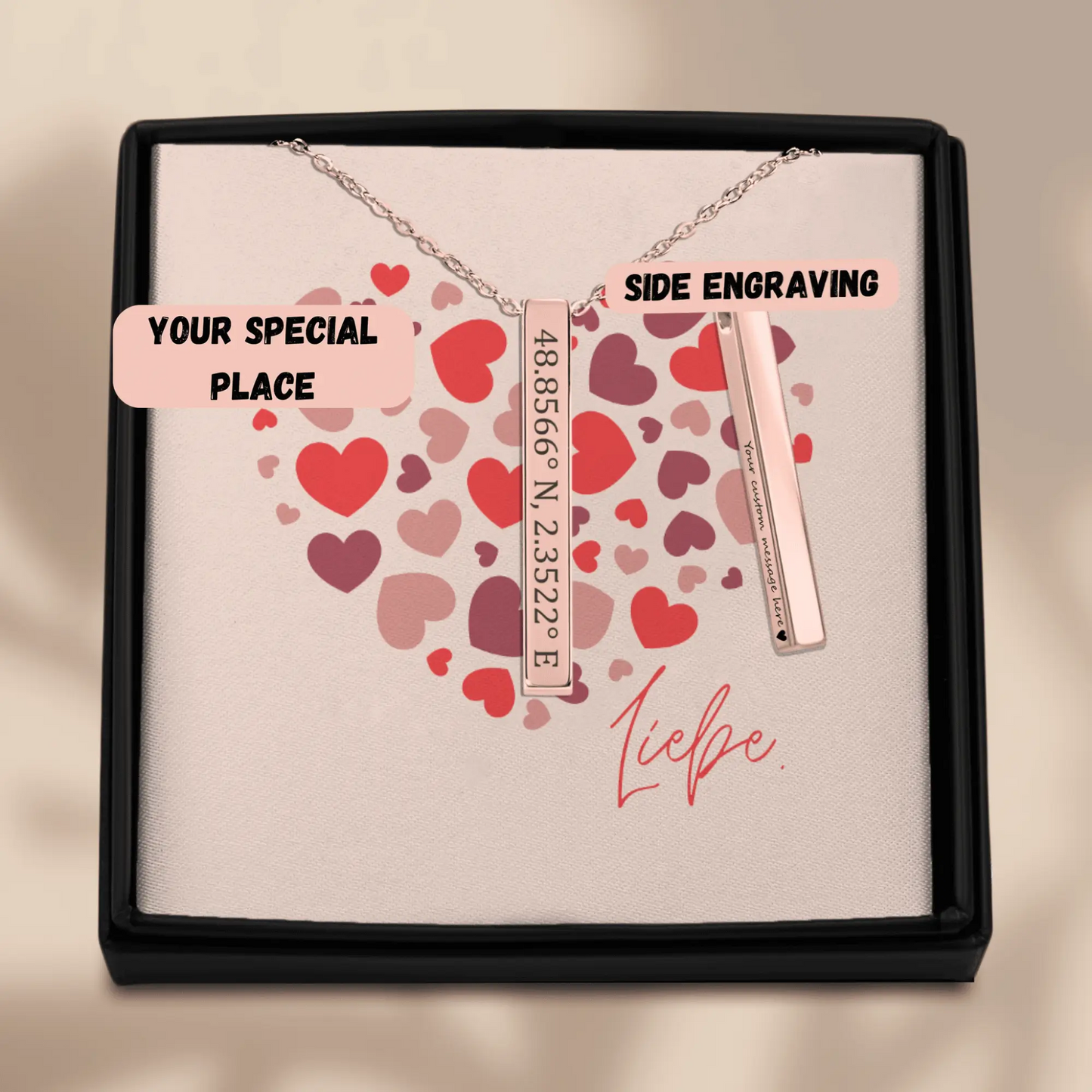Personalisierte Koordinaten-Halskette – Verewige Besondere Orte & Momente | Silber, Gold & Roségold