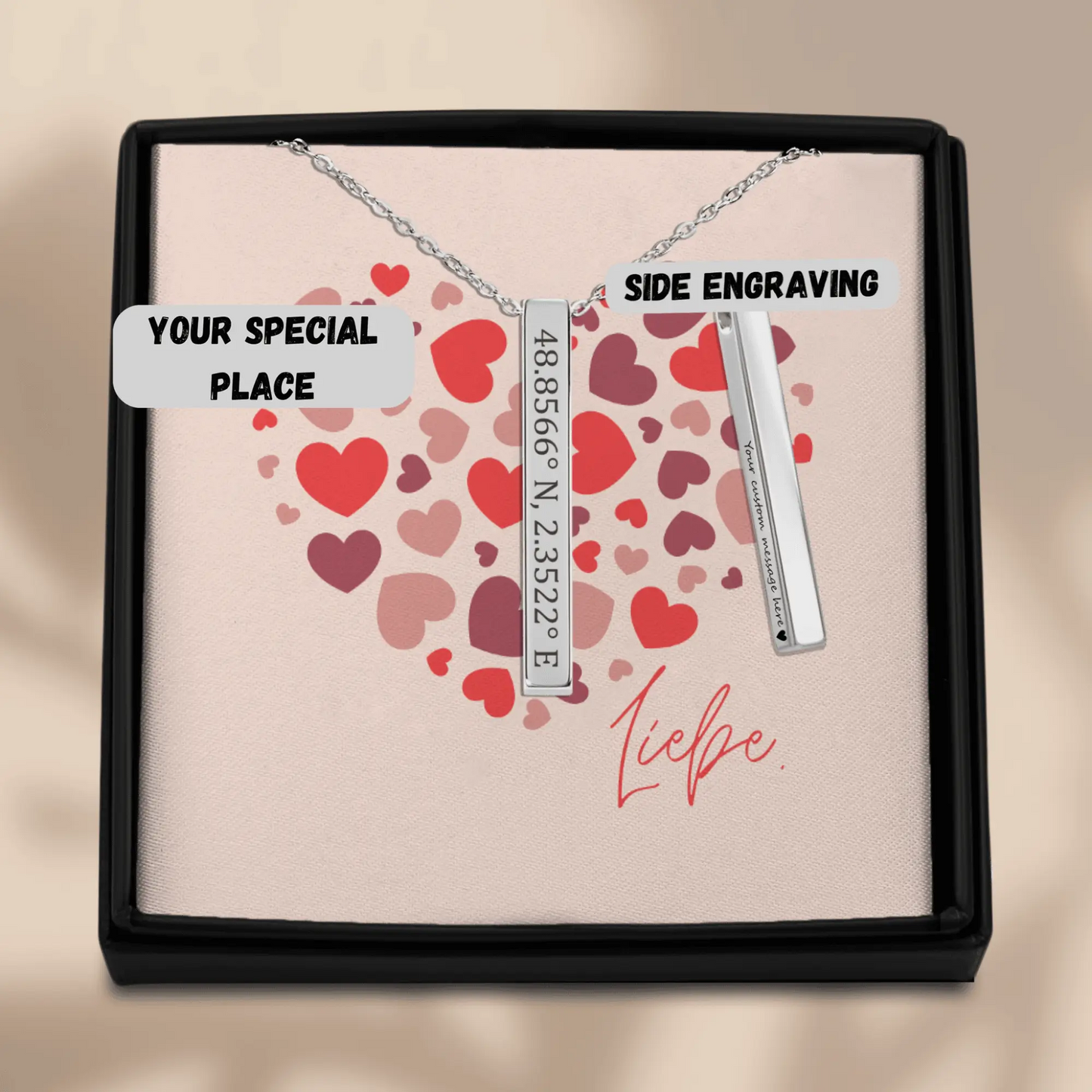 Personalisierte Koordinaten-Halskette – Verewige Besondere Orte & Momente | Silber, Gold & Roségold